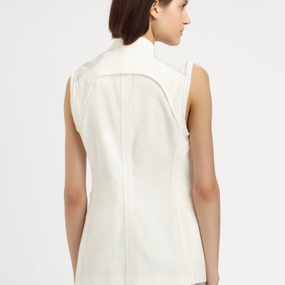 Rag & Bone "Finn"  Cotton/Leather White Vest - Picture 2 of 9